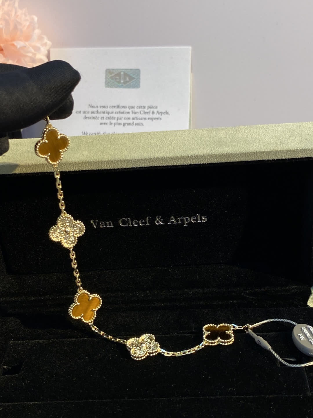 Van Cleef & Arpels Vintage Alhambra Yellow Gold Tiger's Eye Bracelet